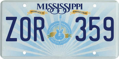 MS license plate ZOR359