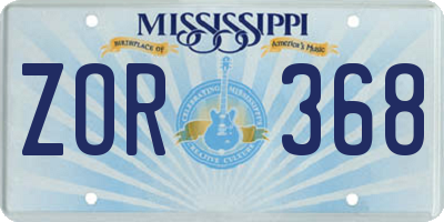 MS license plate ZOR368