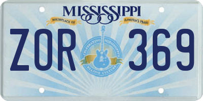 MS license plate ZOR369