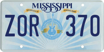 MS license plate ZOR370