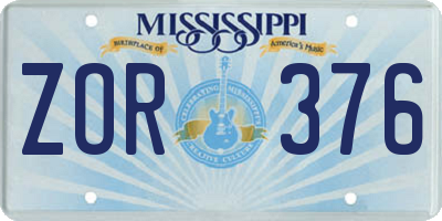 MS license plate ZOR376