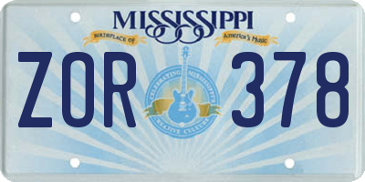 MS license plate ZOR378