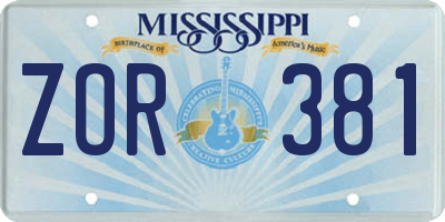 MS license plate ZOR381