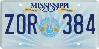 MS license plate ZOR384