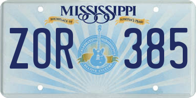 MS license plate ZOR385
