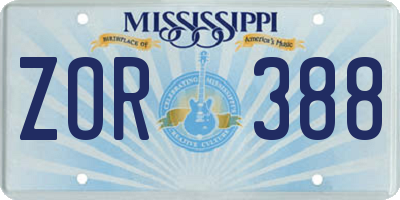 MS license plate ZOR388