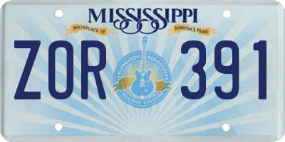 MS license plate ZOR391