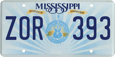 MS license plate ZOR393