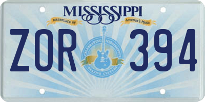 MS license plate ZOR394