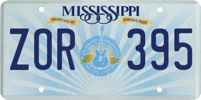 MS license plate ZOR395