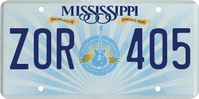 MS license plate ZOR405