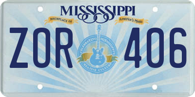 MS license plate ZOR406