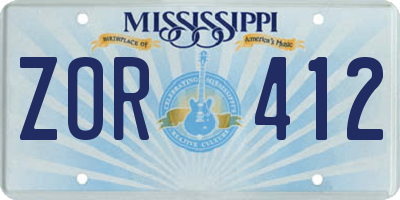 MS license plate ZOR412