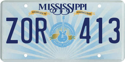 MS license plate ZOR413
