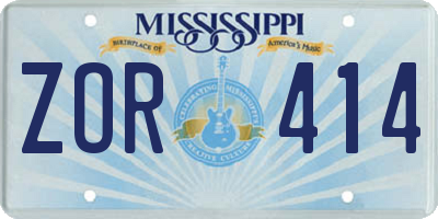 MS license plate ZOR414