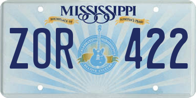 MS license plate ZOR422