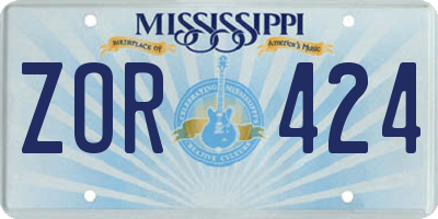MS license plate ZOR424