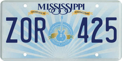 MS license plate ZOR425
