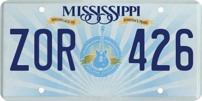 MS license plate ZOR426