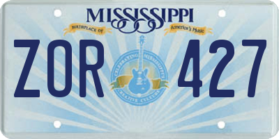 MS license plate ZOR427