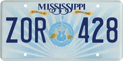 MS license plate ZOR428