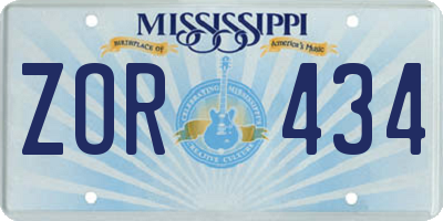 MS license plate ZOR434