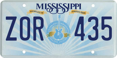 MS license plate ZOR435