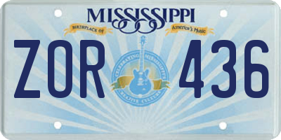 MS license plate ZOR436