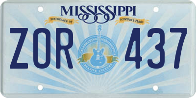 MS license plate ZOR437