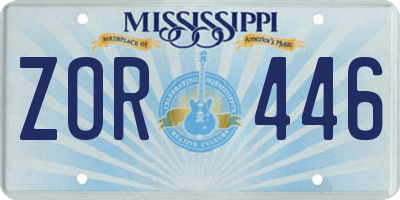 MS license plate ZOR446