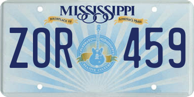 MS license plate ZOR459