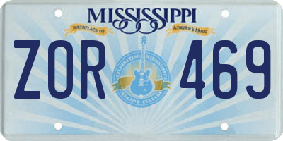 MS license plate ZOR469
