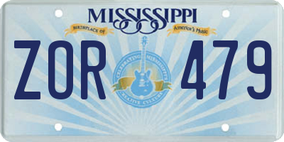 MS license plate ZOR479