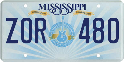 MS license plate ZOR480