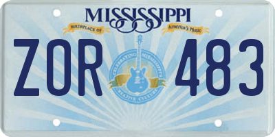 MS license plate ZOR483
