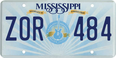 MS license plate ZOR484