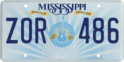 MS license plate ZOR486