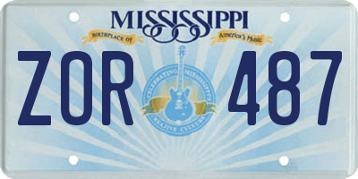 MS license plate ZOR487