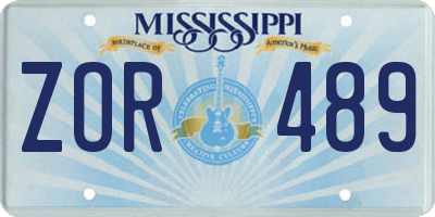 MS license plate ZOR489