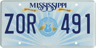 MS license plate ZOR491