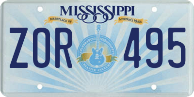 MS license plate ZOR495