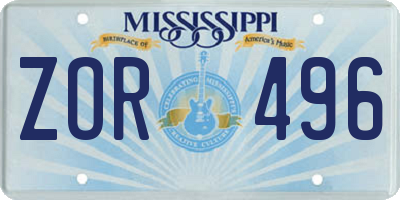 MS license plate ZOR496