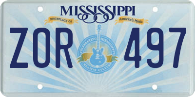 MS license plate ZOR497