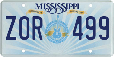 MS license plate ZOR499