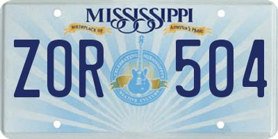 MS license plate ZOR504