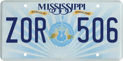MS license plate ZOR506