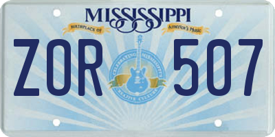 MS license plate ZOR507