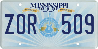 MS license plate ZOR509
