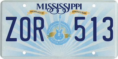 MS license plate ZOR513
