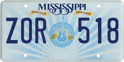 MS license plate ZOR518